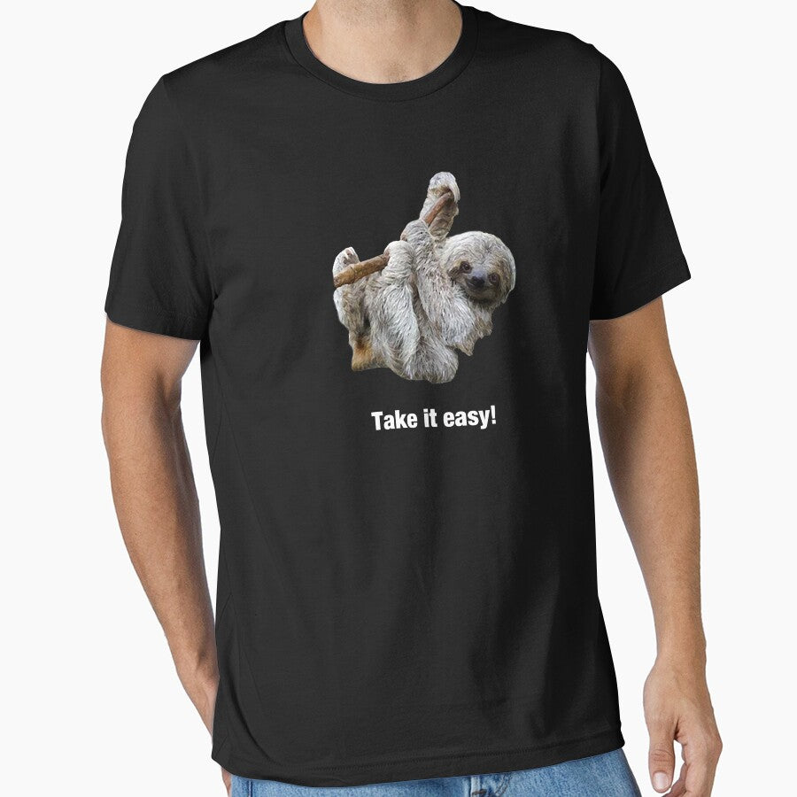 Take it Easy funny Cute Sloth hanging around Gift t shirt by Johannesart