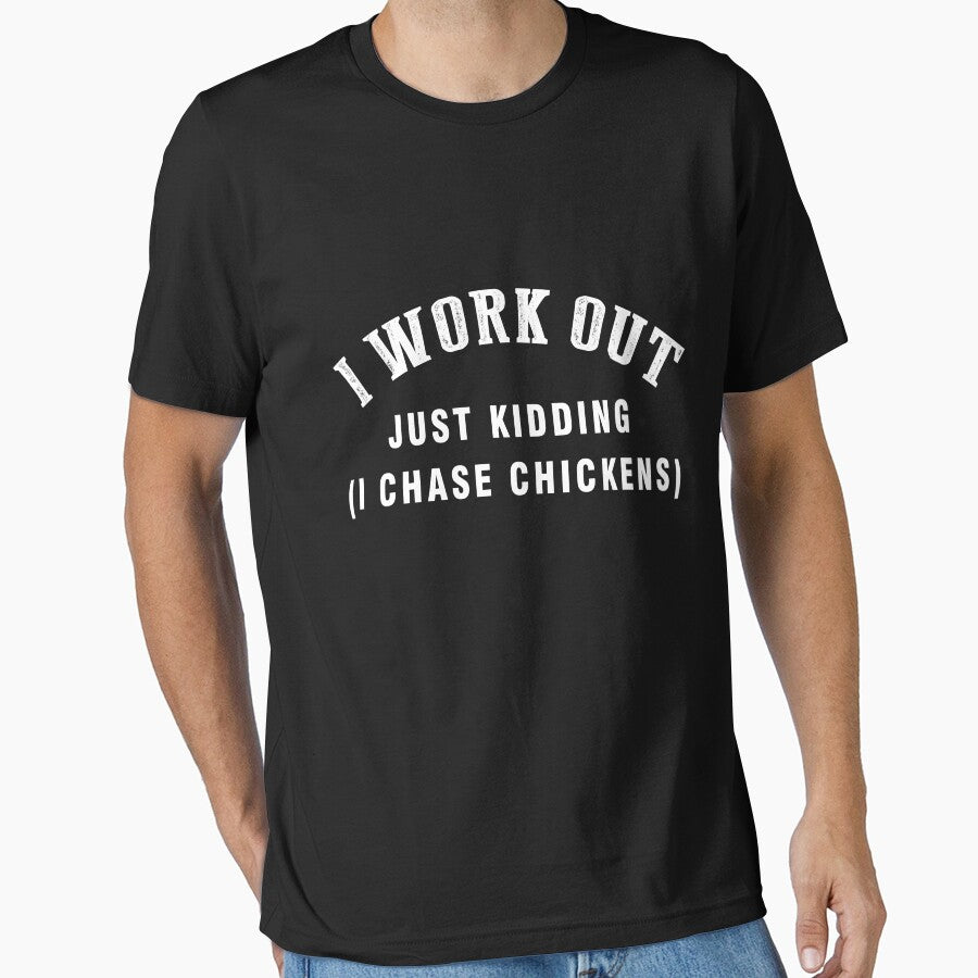 I work out just kidding (i chase chickens) - Funny chicken gift for men, women and kids by Titmit