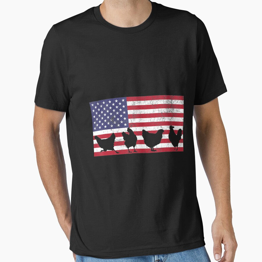 American Flag Chicken Lover USA 4th Of July Animal Lover by MarcelaSoto
