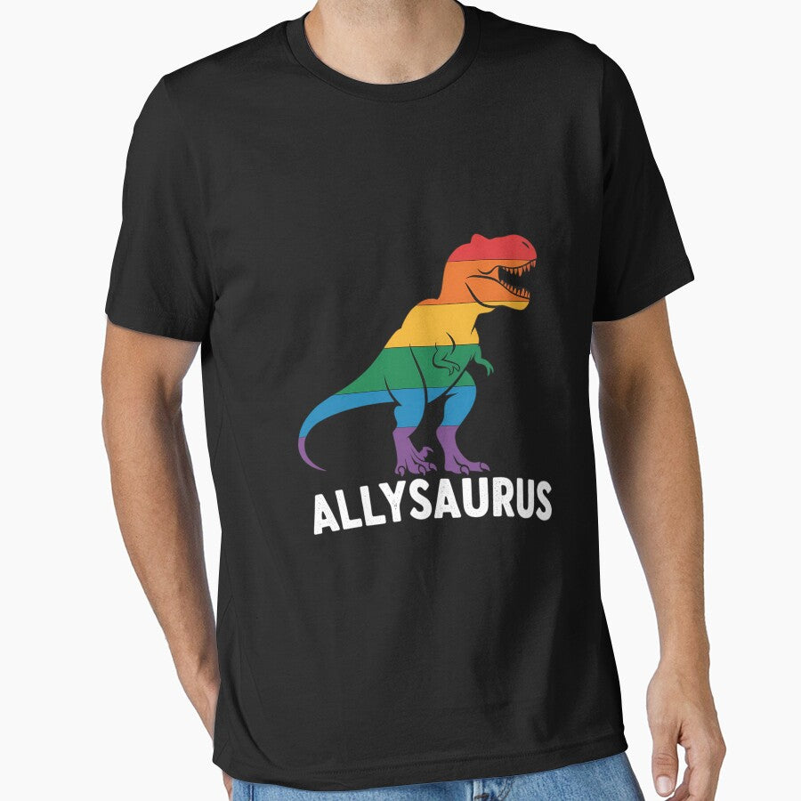 Allysaurus Dinosaur in Rainbow Flag for Ally LGBT Pride by Morphologiona
