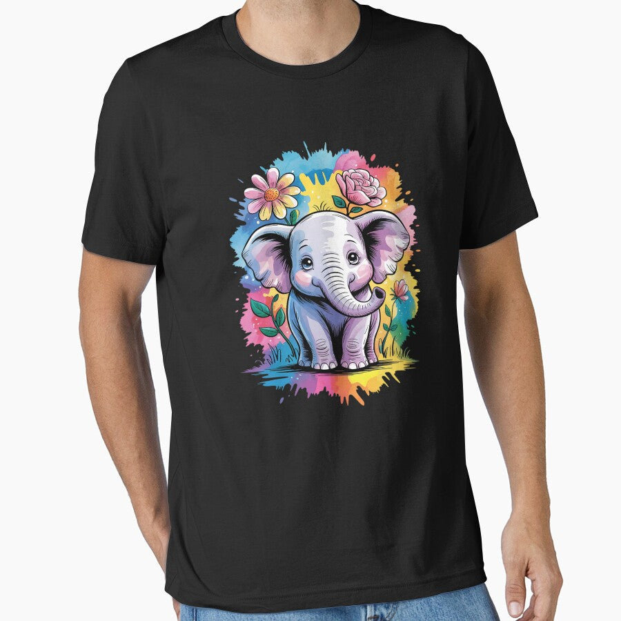 Cute Elephant With Colorful Floral Splash by angolinnArt