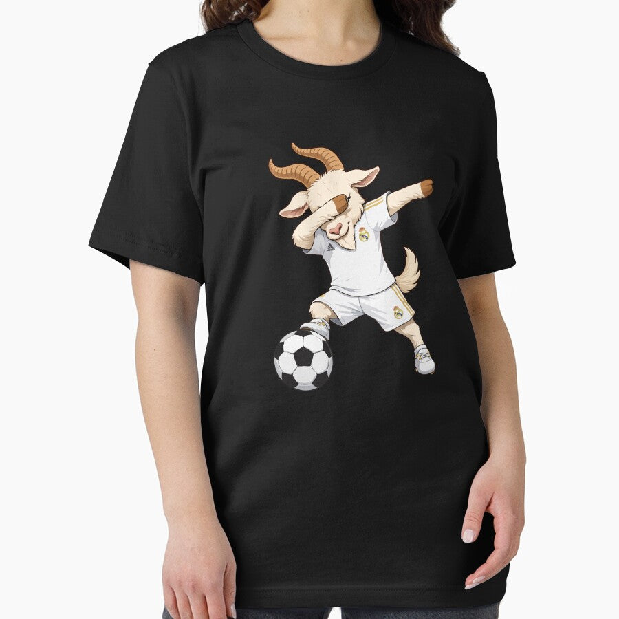 Dabbing GOAT Playing Soccer – Funny Football Goat in Real Madrid Kit | Soccer Meme Art by BrainBubbleArt