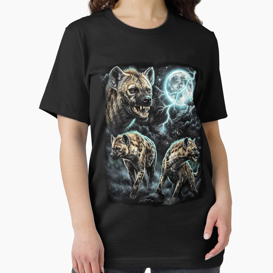 Three Wild Hyenas Moon Wildlife Animal Art by Lyotirum