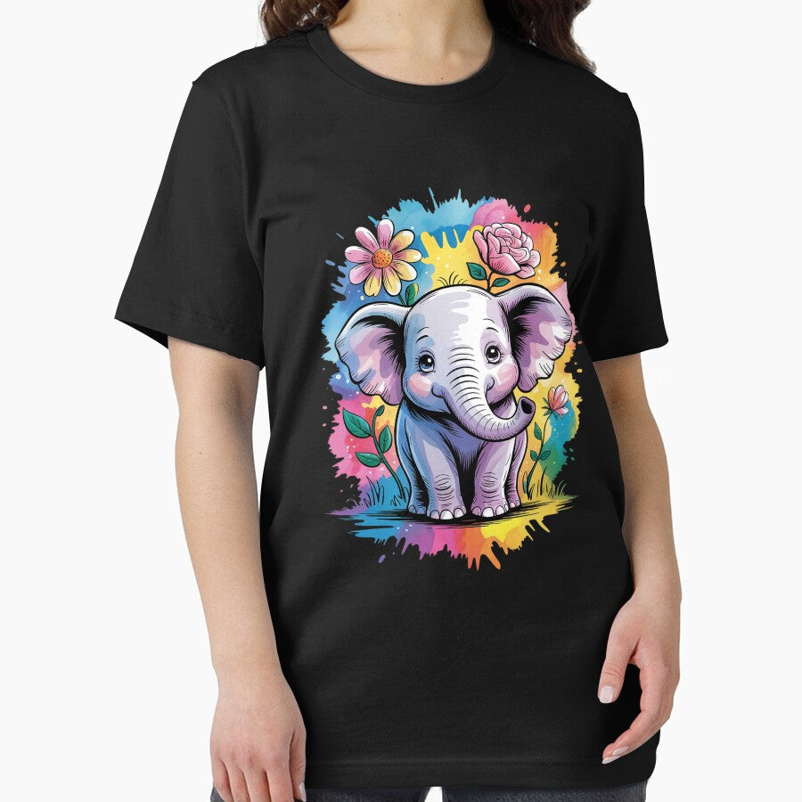 Cute Elephant With Colorful Floral Splash by angolinnArt