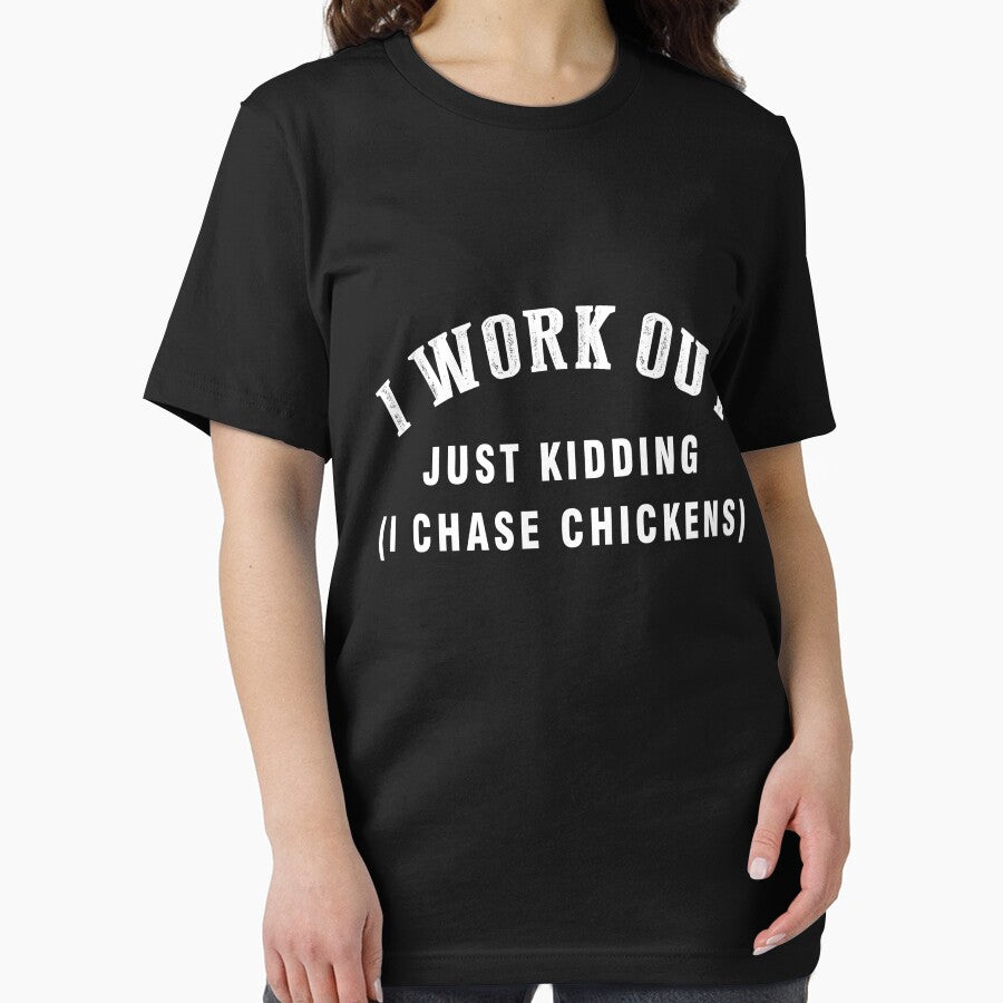 I work out just kidding (i chase chickens) - Funny chicken gift for men, women and kids by Titmit