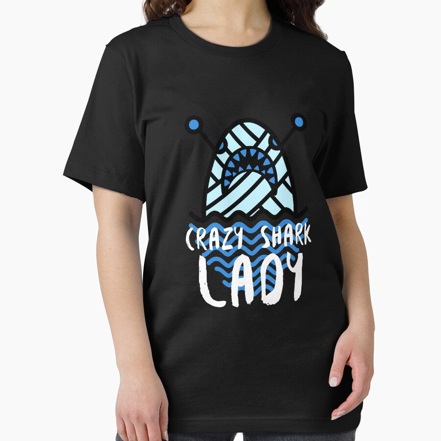 Crazy Shark Lady Knitting by jacks-tees