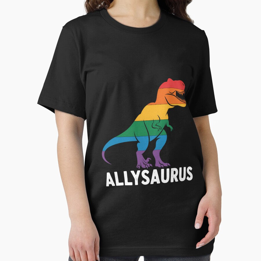 Allysaurus Dinosaur in Rainbow Flag for Ally LGBT Pride by Morphologiona