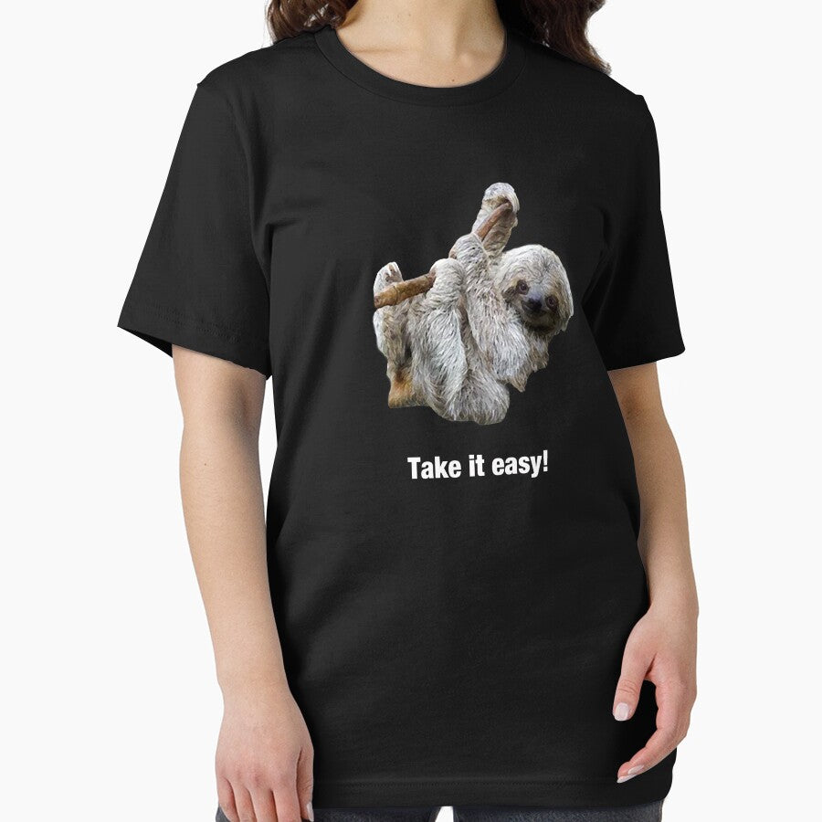 Take it Easy funny Cute Sloth hanging around Gift t shirt by Johannesart