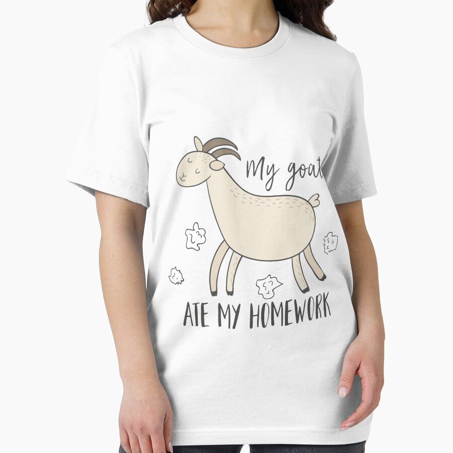 My Goat Ate My Homework Funny Pet T Shirt by DreamyPanda