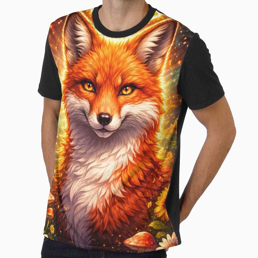 Mystic Halo Fox – Glowing Fantasy Forest Fox Art by GoldenDreamGallery