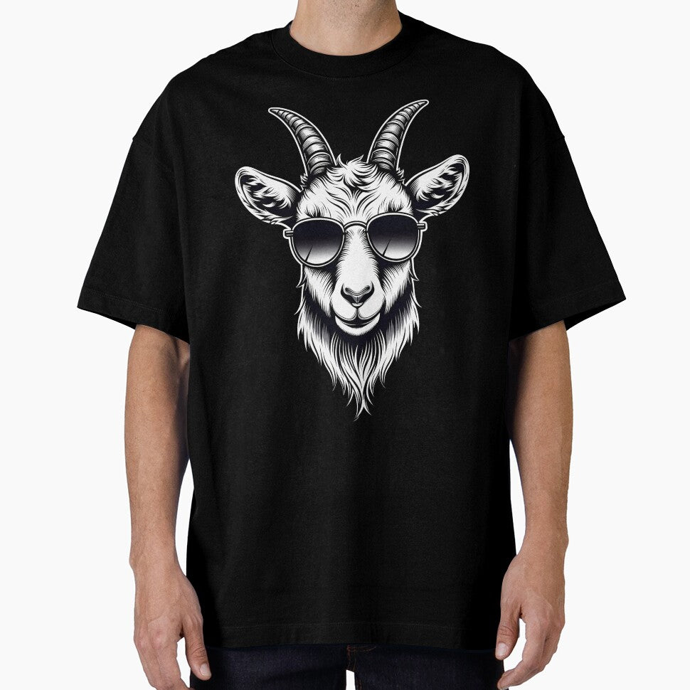 Monochrome Goat with Sunglasses by Clauxel