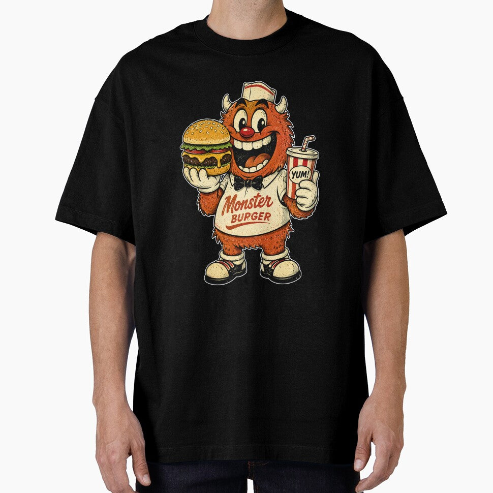 Retro Monster Burger Fast Food Mascot by aashcreat