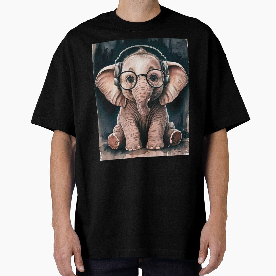 Elephant Portrait. cute elephant, elephant baby, small elephant, elephant wearing glasses, wearing headphones by ElephantVibes