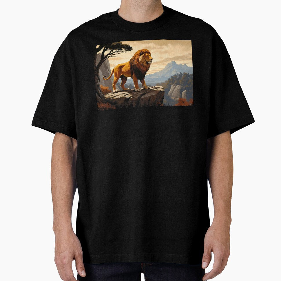 Lion king of the jungle, wild cat predator animal in tropical savanna wildlife nature artwork by NBSStore