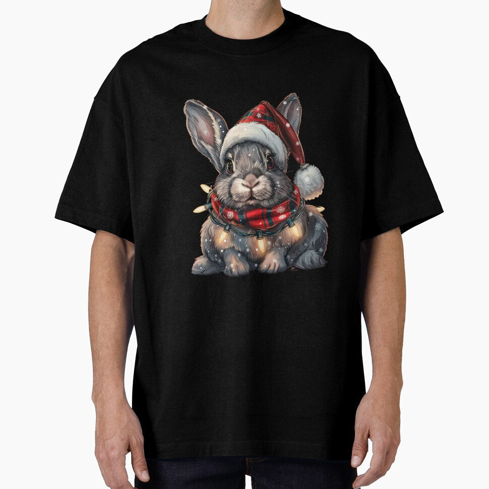 Hyper Realistic Christmas Rabbit Sticker with Lights and Santa Hat by tjnextgen99
