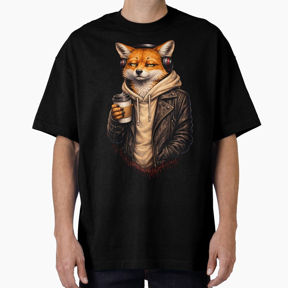 Sarcastic Fox Drinking Coffee – Chill Morning Streetwear Animal Art by ColorSplash123