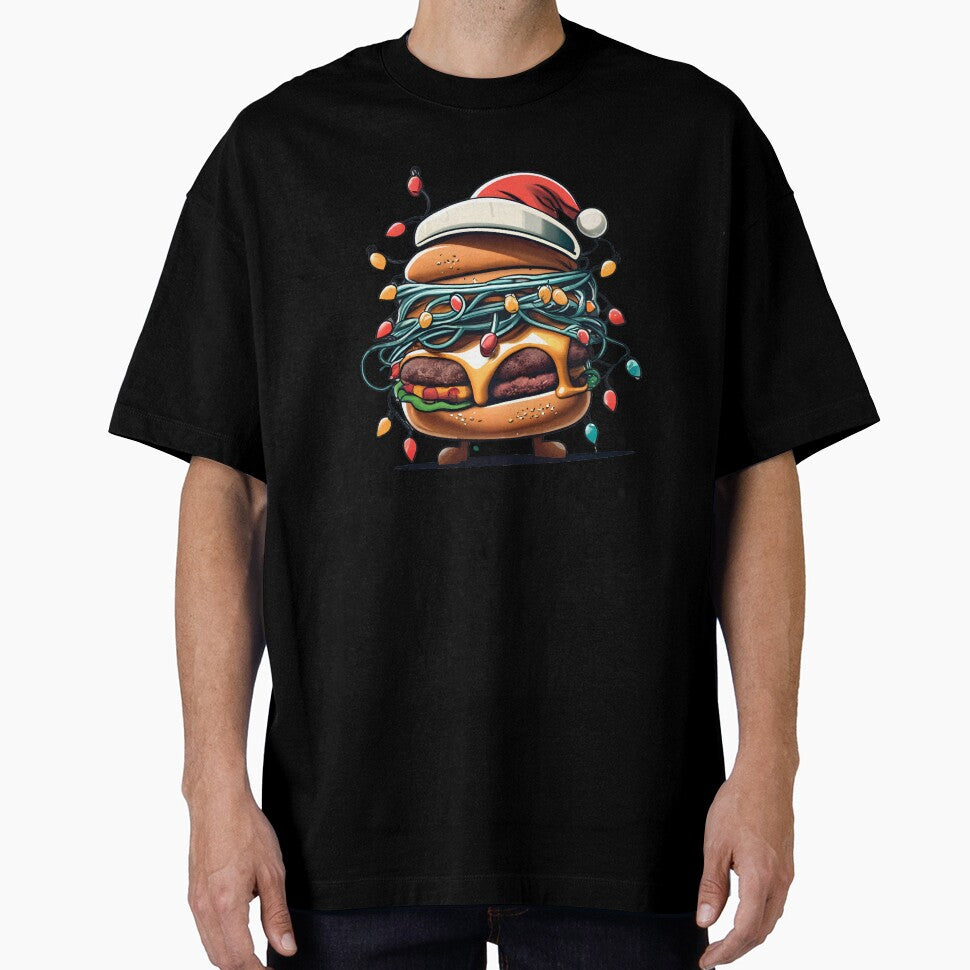 Burger With Santa Hat And Christmas Lights by Itsheartshop
