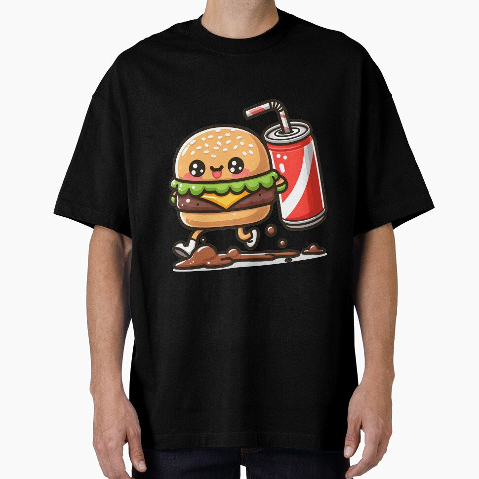 Kawaii Burger Running From Spilled Soda by CanvasCutie