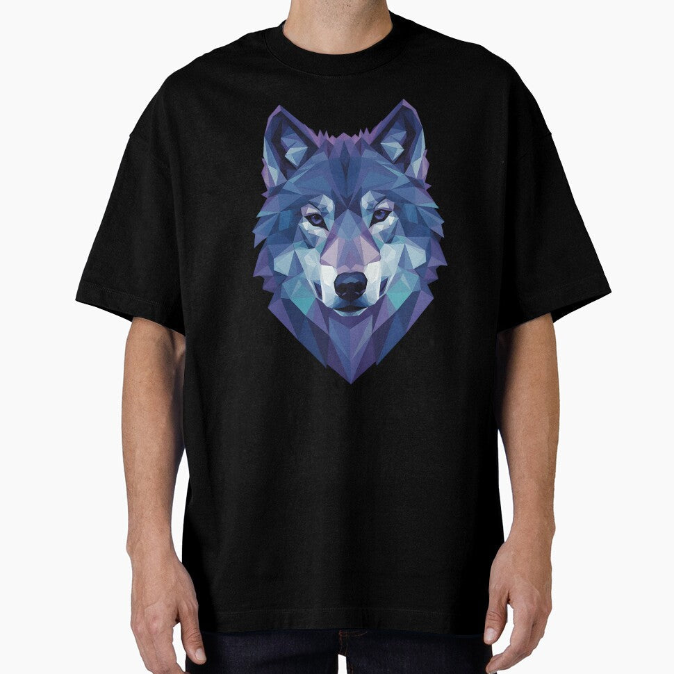 Geometric Wolf Low Poly Art Blue Purple Wolf Head Modern Animal Design by Jt41