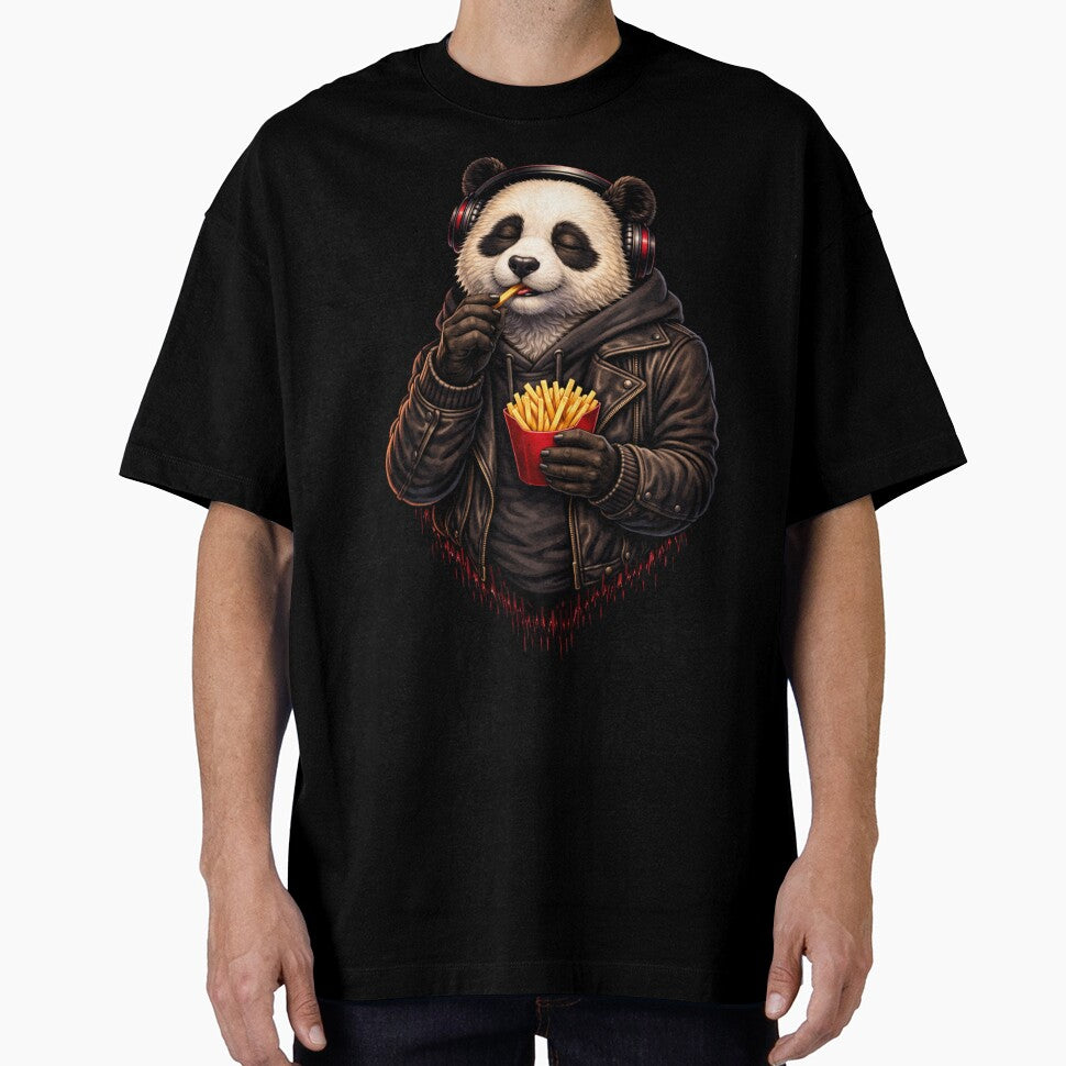 Chill Panda Eating Fries – Lo-Fi Streetwear Animal Illustration by ColorSplash123