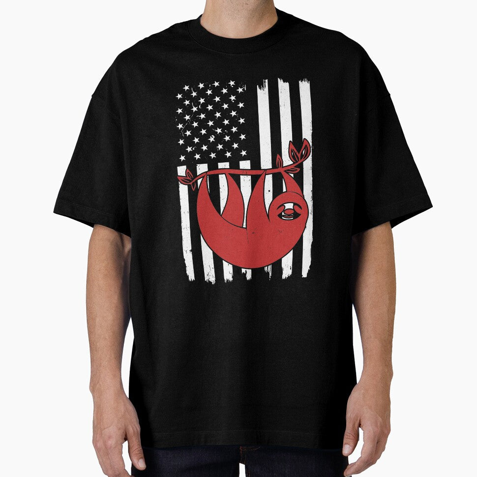 Retro Sloth American Flag by LittleShop79