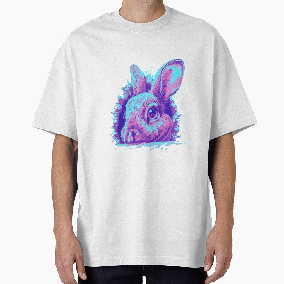 Realism Neon Purple Rabbit Head by ImaginePrintsHQ