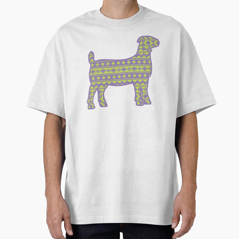 Boer Goat with Green & Purple Aztec Pattern by Sam Morrison