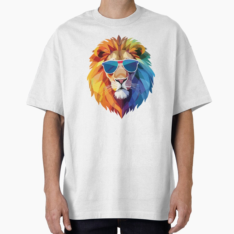 Cool Colorful Lion in Sunglasses – Pop Art Animal Illustration by Wild and Still Studio
