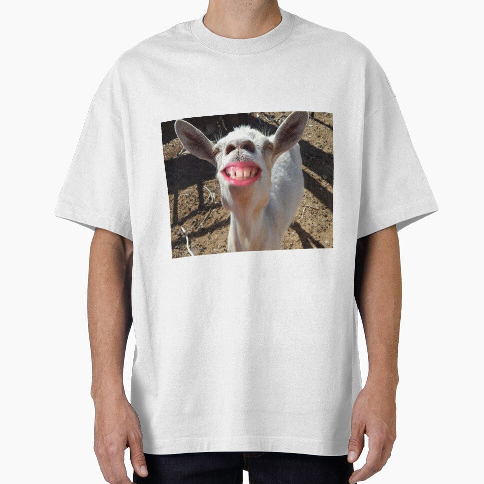 funny smiling goat by Stephanie  Skeem