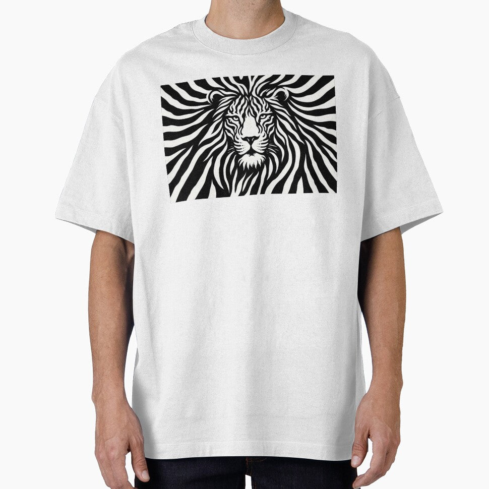 Hypnotic Lion Face – Mesmerizing Monochrome Lion by LuluLeb