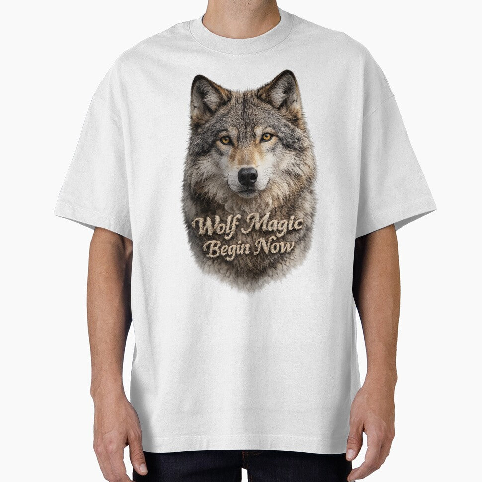 Wolf Magic Begin Now – Fierce Wolf Spirit Typography Art by LoveLaxmi Arts