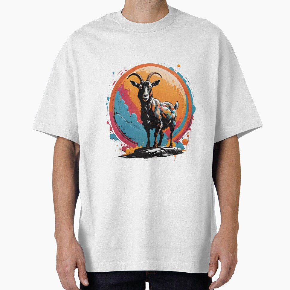 Colorful Goat Abstract Ink Billy Goat by BeeFigDesigns