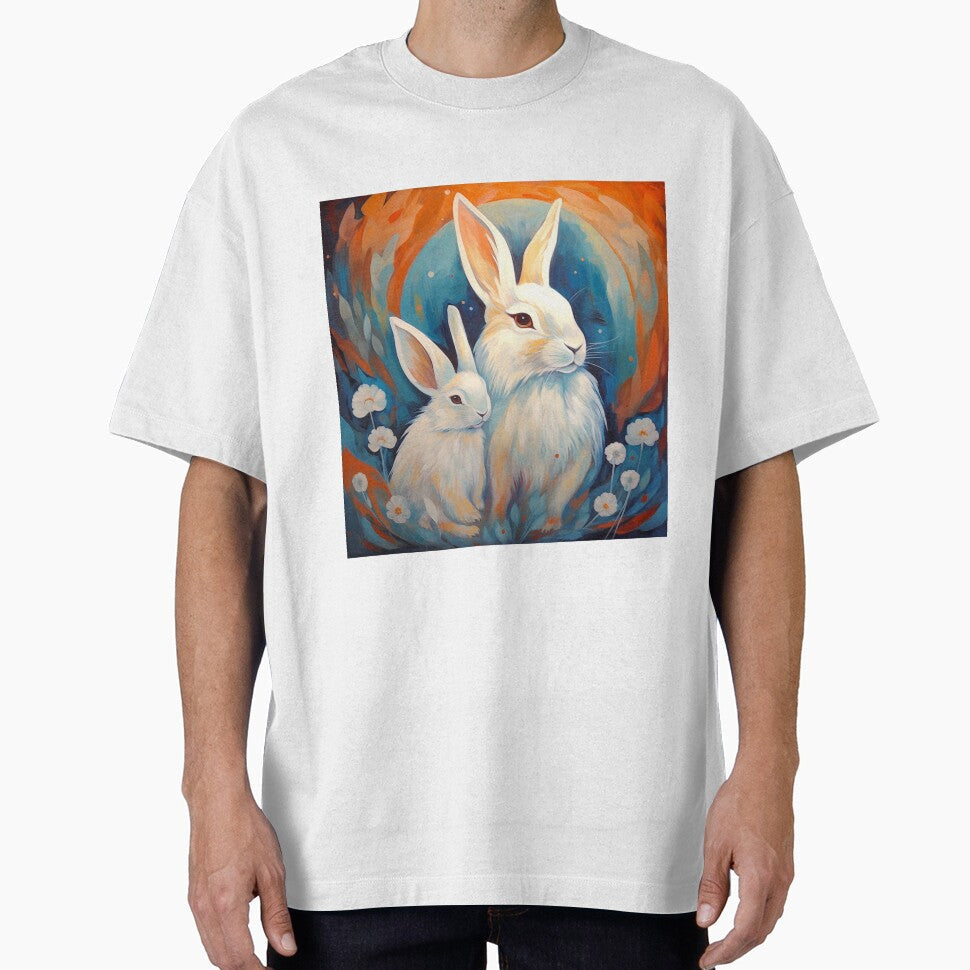 Stylized White Angora Rabbits by Samuelsboro