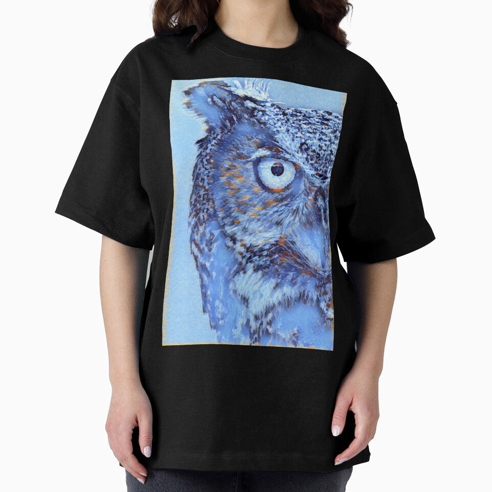 Winter Snowfall Art Portrait Great Horned Owl Bird Face by TheWildFlix