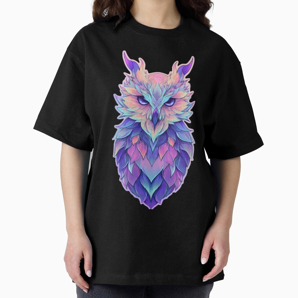 Vibrant Psychedelic Owl Head with Colorful Feathers by DailySparks