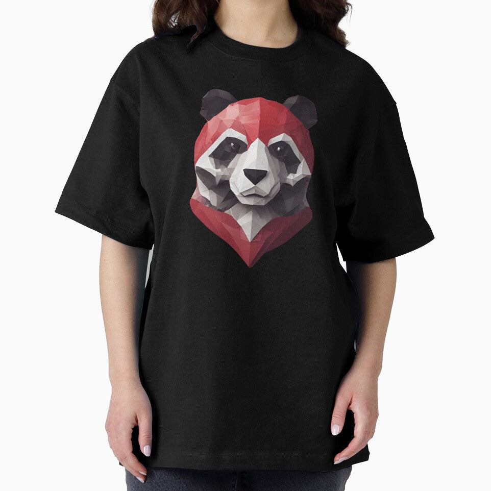 Red Geometric Panda Art by pUNKnown