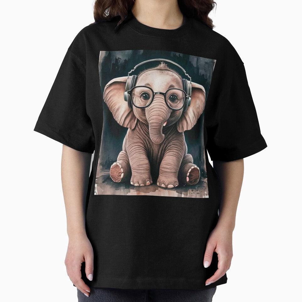 Elephant Portrait. cute elephant, elephant baby, small elephant, elephant wearing glasses, wearing headphones by ElephantVibes