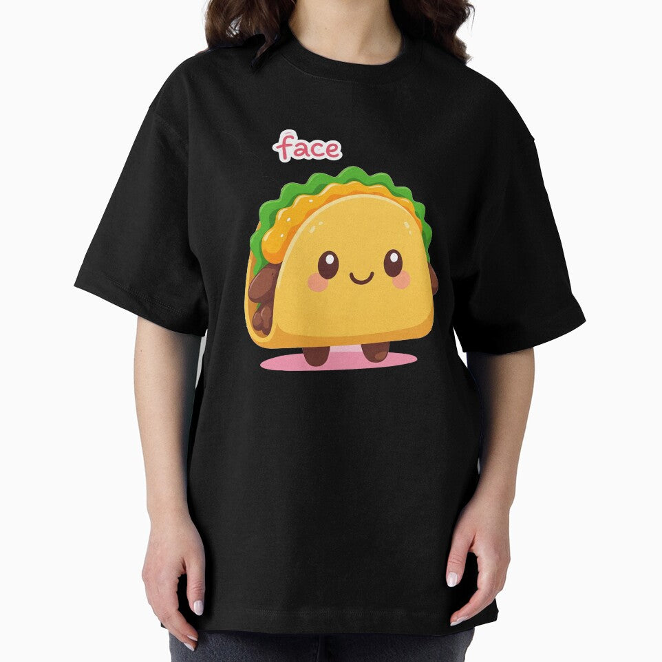 Kawaii Taco with Lettuce & Cheese – Cute Smiling Snack by 001Haiba