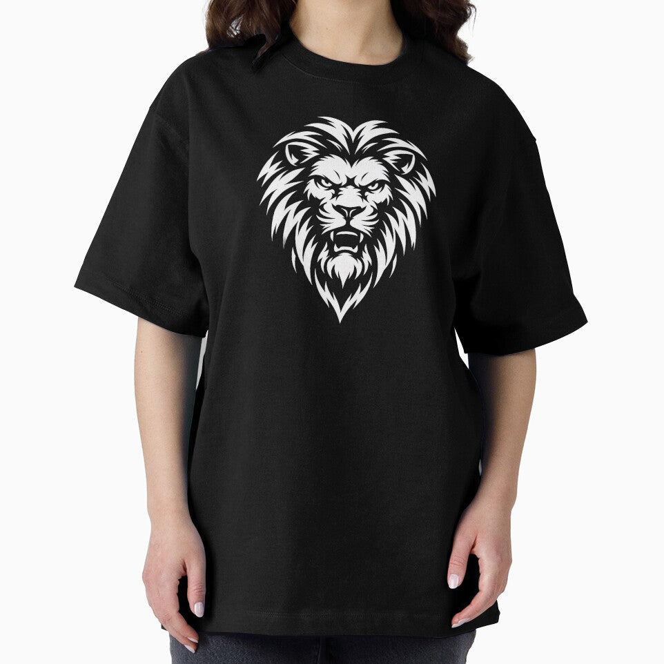 Fierce Lion Head Logo | Bold Black & White Lion Mascot Design by SandpiperDesign