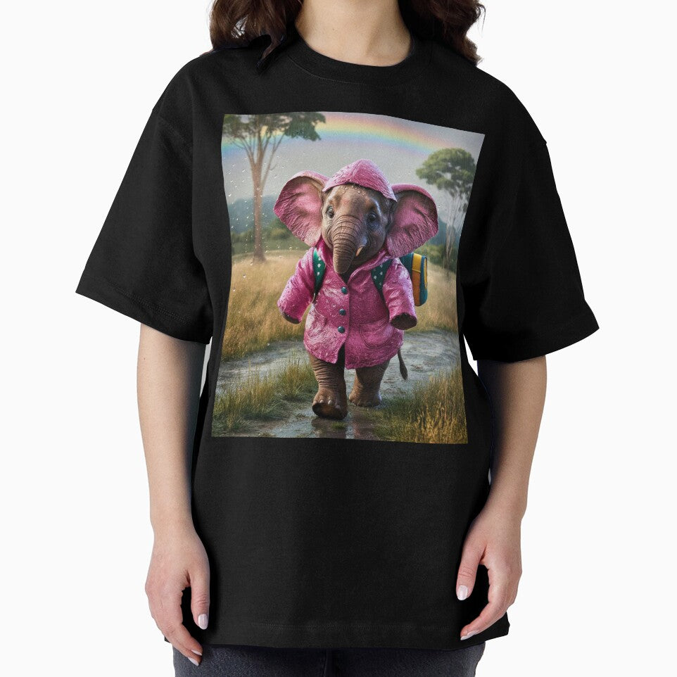 Elephant Portrait. realistic photo, baby elephant, pink rain coat by ElephantVibes