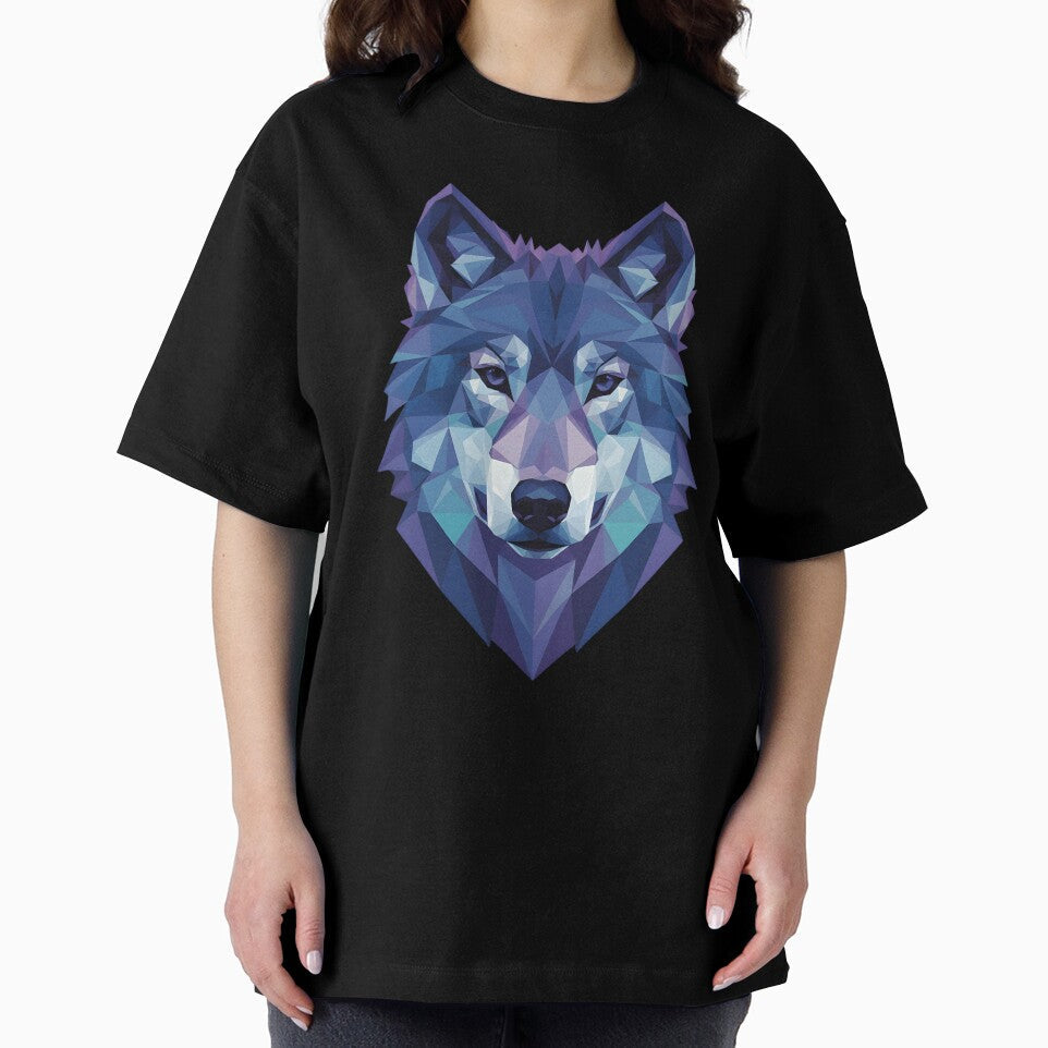 Geometric Wolf Low Poly Art Blue Purple Wolf Head Modern Animal Design by Jt41