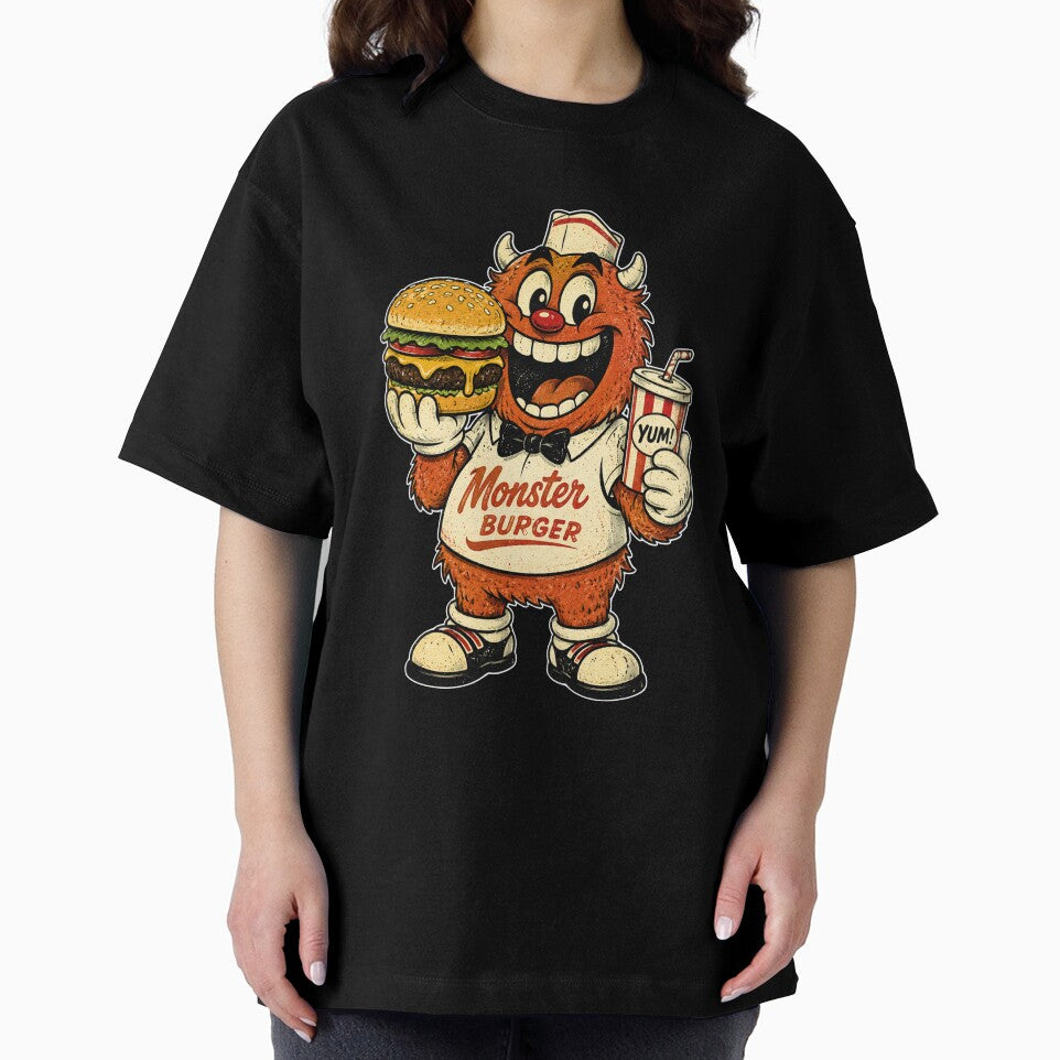 Retro Monster Burger Fast Food Mascot by aashcreat