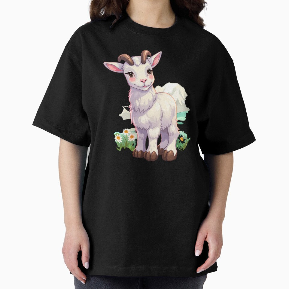 Cute Alpine Goat In The Mountains Kawaii Illustration by NBSStore