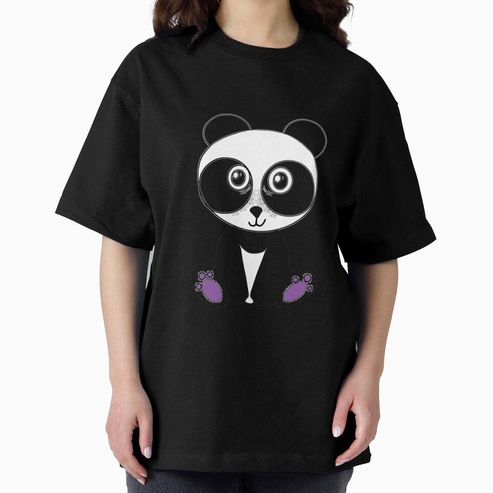 Unique Freckled Panda Design with Purple Toe Beans – Cute Black and White Print by PaintThatSheep Art Shop