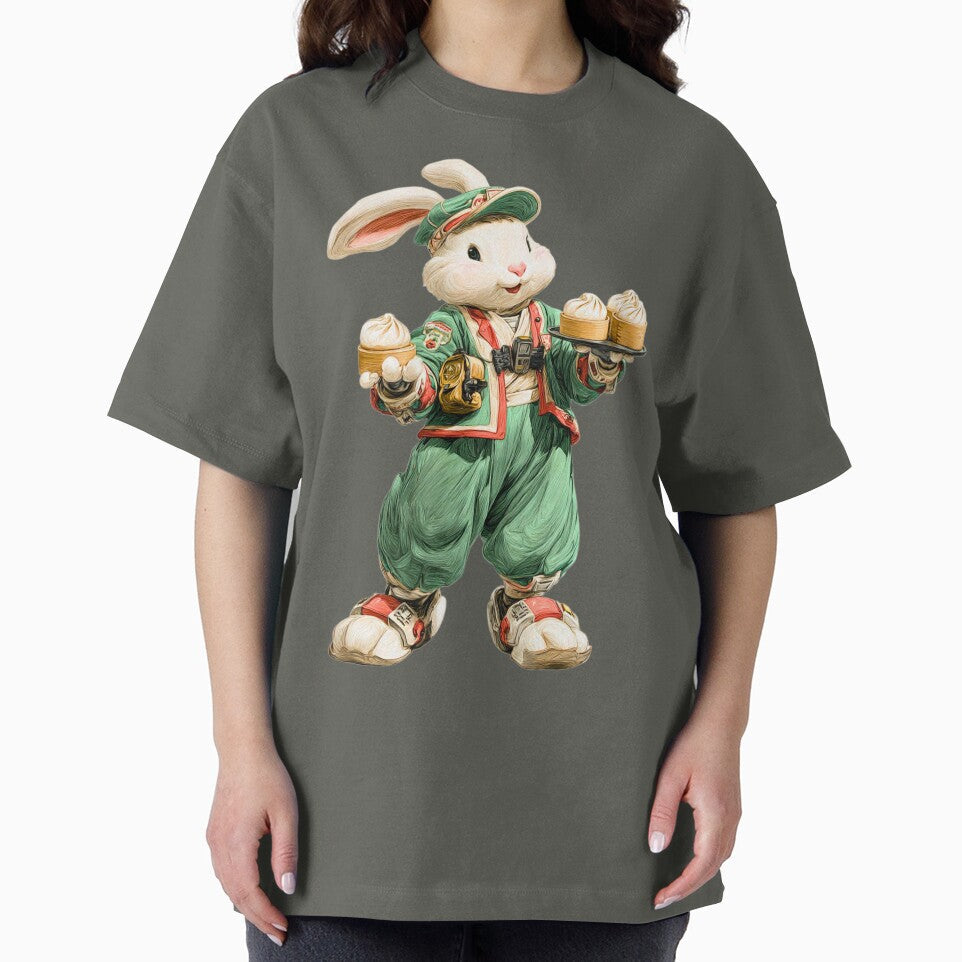 Dim Sum Courier Rabbit – Fantasy Food Delivery Bunny Identity Series Sticker by MYTHIC PEEL STICKERS