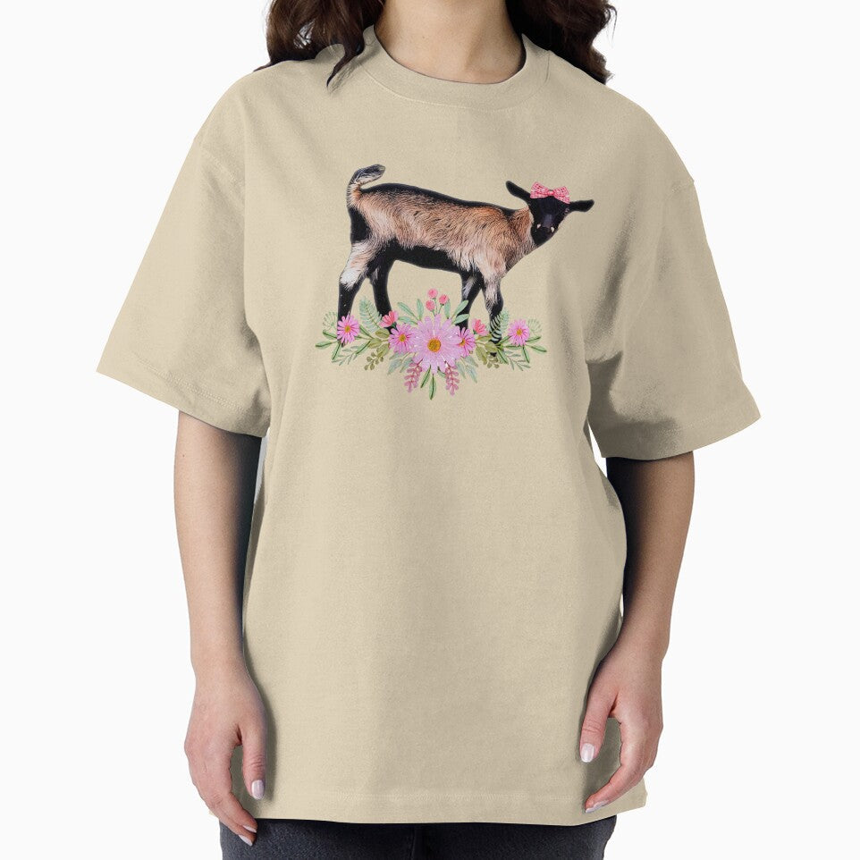 Cute Baby goat, Alpine goat with bow and flowers by CritterCapers