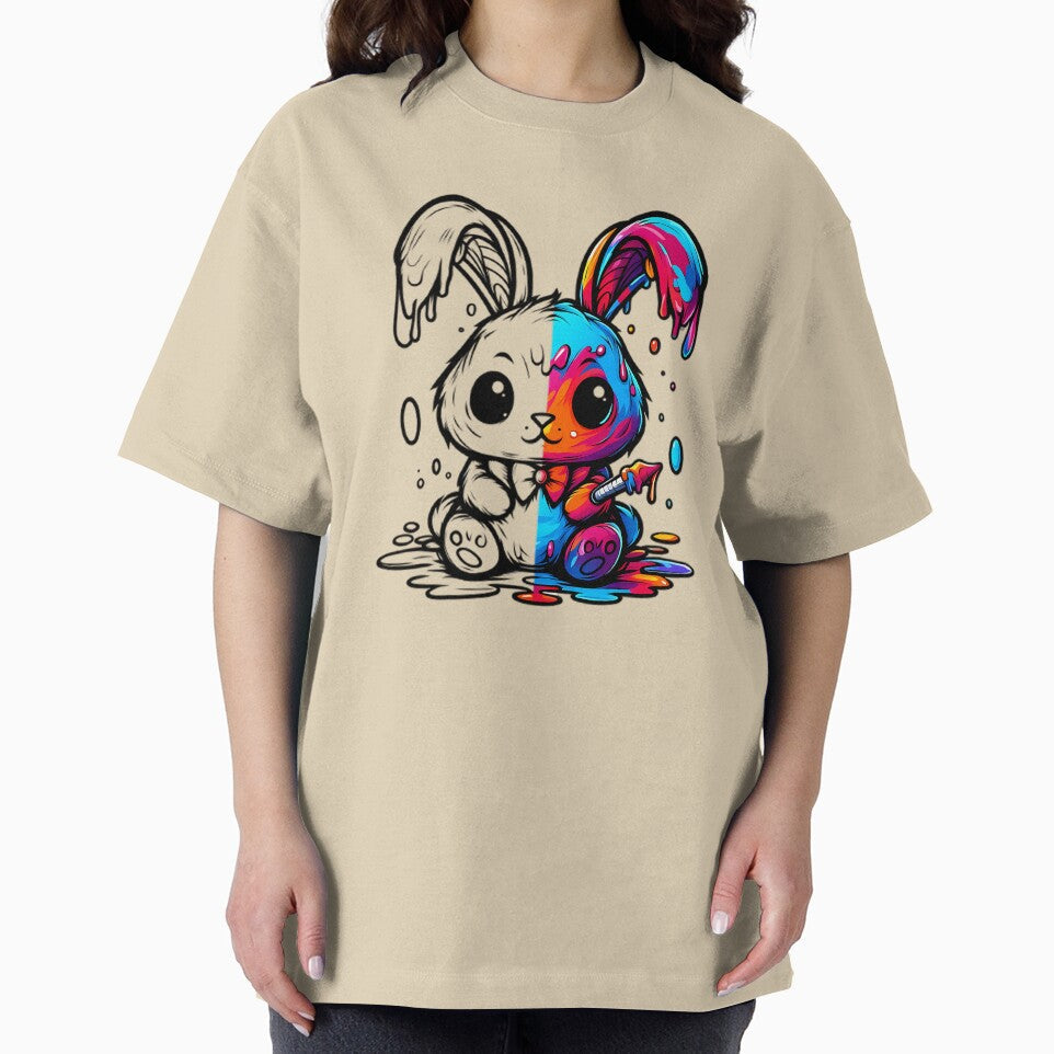 Rabbit, Innovative Design with a Blend of Line Art and Colorful Illustration by beyazart