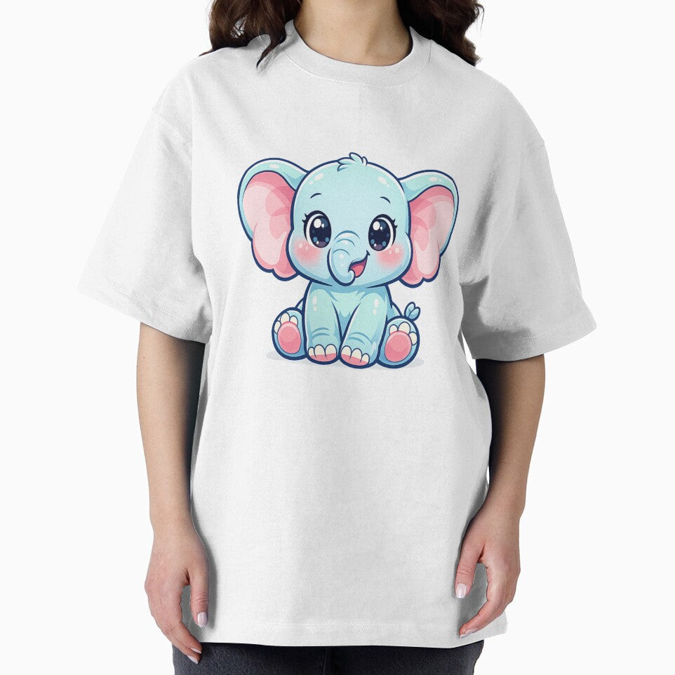 Cute Baby Elephant Cartoon Kawaii Animal – Adorable Elephant Sticker & Kids T-Shirt Design by ArtWaveStudio8