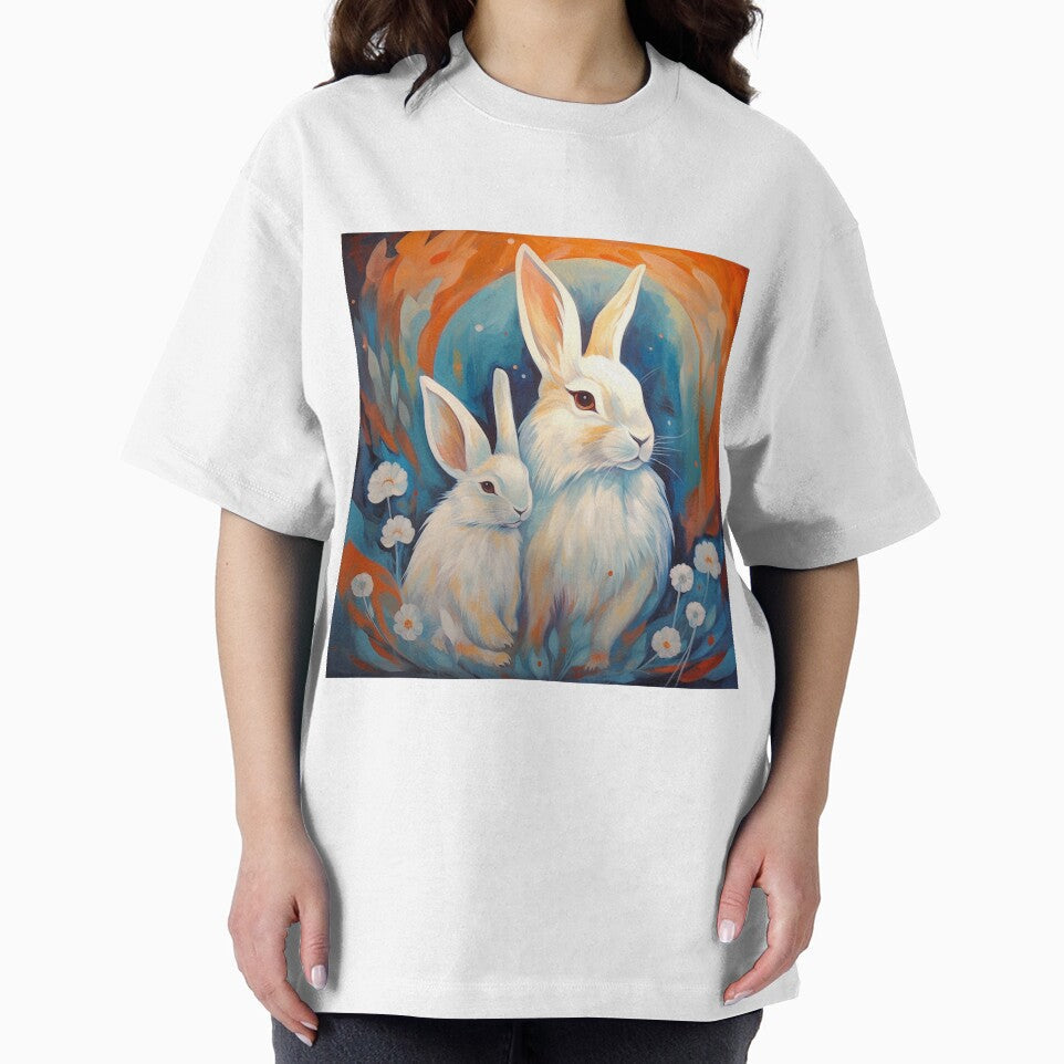 Stylized White Angora Rabbits by Samuelsboro