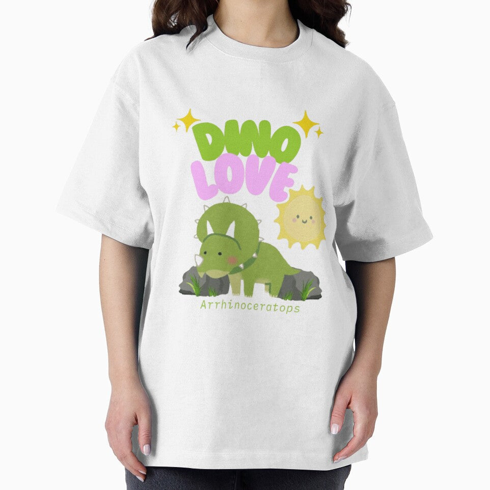 Dino Love – Cute Arrhinoceratops Pastel Dinosaur Illustration by B1NSU